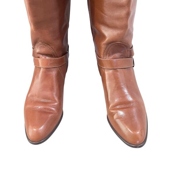 Enzo Angiolini Boots Womens Size 8 Brown Leather Y-Harness Knee High Buckle - Picture 5 of 11